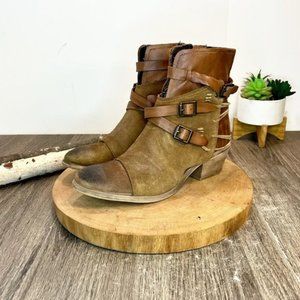 *Roan | Cognac Suede Leather Jac Ankle Boots Size 8